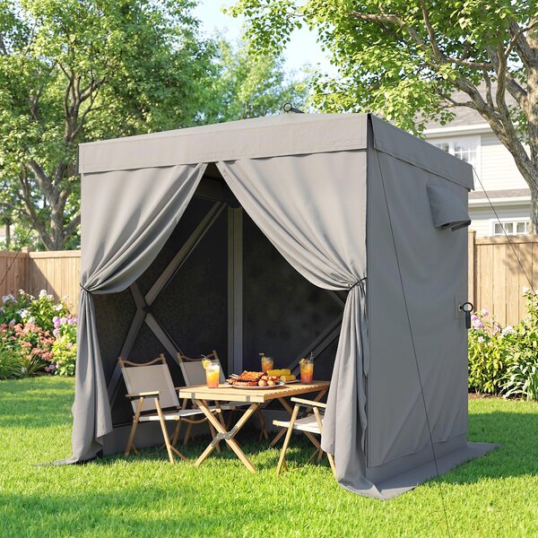Outsunny Gazebo 1,85x1,85m Impermeabile Resistente Invernale Pop-up Pieghevole con 4 Pannelli Laterali in Mesh, UV 30+ | Aosom Italy
