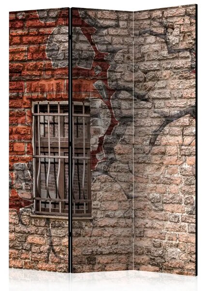 Paravento design Rompi il muro - murale artistico con texture di mattoni