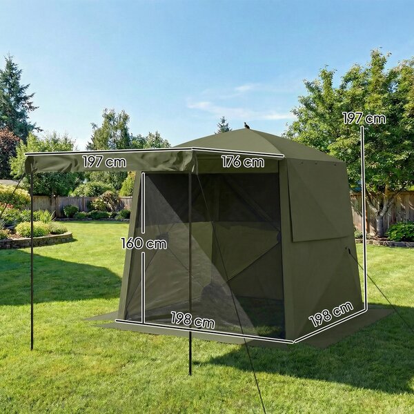 Outsunny Gazebo 2x2m Impermeabile Stabile Resistente Inverno Pop-up Gazebo Pieghevole con 4 Lati Finestre a Rete Porta Frontale UV 30+ | Aosom Italy