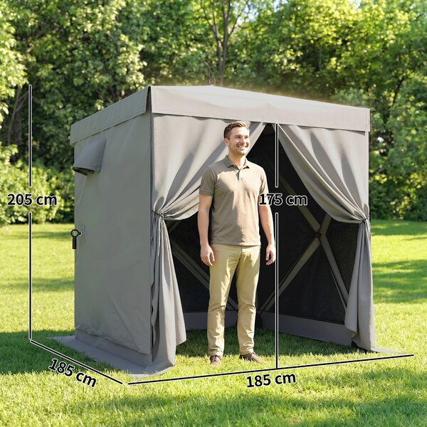 Outsunny Gazebo 1,85x1,85m Impermeabile Resistente Invernale Pop-up Pieghevole con 4 Pannelli Laterali in Mesh, UV 30+ | Aosom Italy