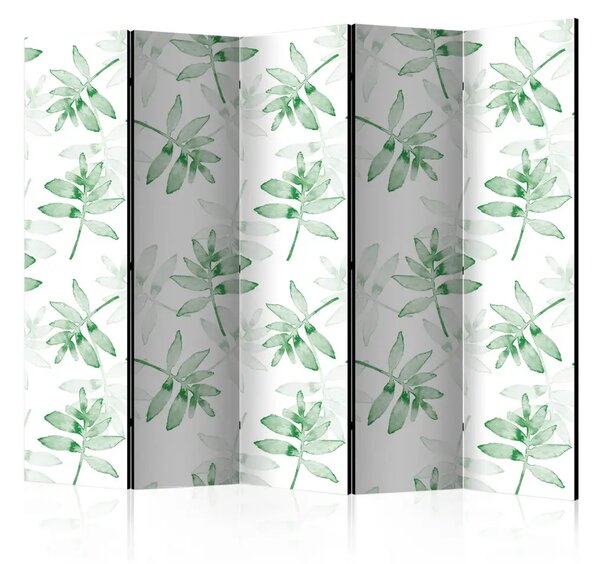Paravento design Ramoscelli acquerellati II - foglie tropicali chiare