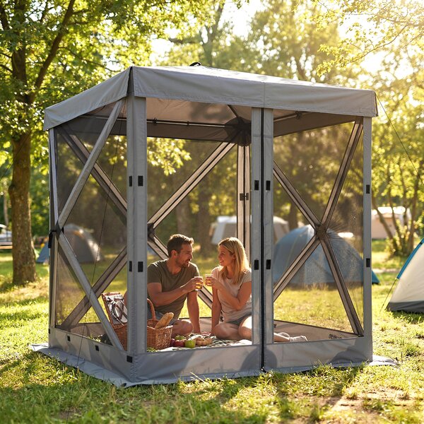 Outsunny Gazebo 1,85x1,85m Impermeabile Resistente Invernale Pop-up Pieghevole con 4 Pannelli Laterali in Mesh, UV 30+ | Aosom Italy