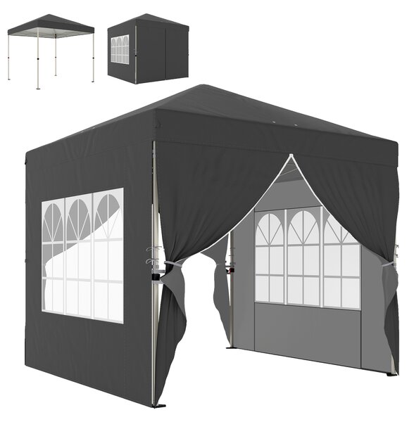 Outsunny Gazebo da giardino 2,5 x 2,5 m pop-up gazebo pieghevole regolabile in altezza protezione UPF50+ montaggio facile grigio scuro | Aosom Italy