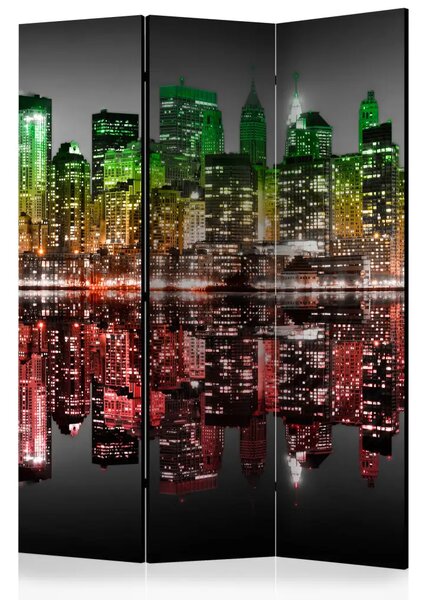 Paravento separè Reggae - New York - grattacieli colorati di notte