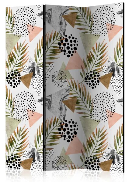 Paravento Geometria tropicale - composizione con motivo vegetale