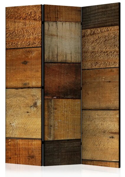 Paravento separè Texture di legno - composizione dai colori caldi