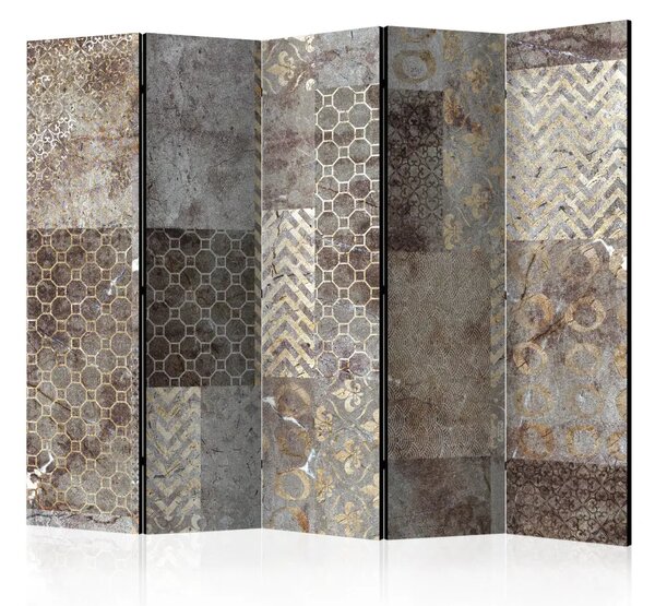 Paravento design Texture geometriche II - sfondo nei toni del bronzo