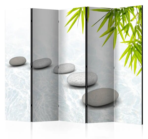 Paravento design Tranquillità stoica II - composizione orientale con pietre