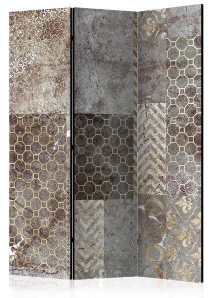 Paravento Texture geometriche - composizione nei toni del bronzo