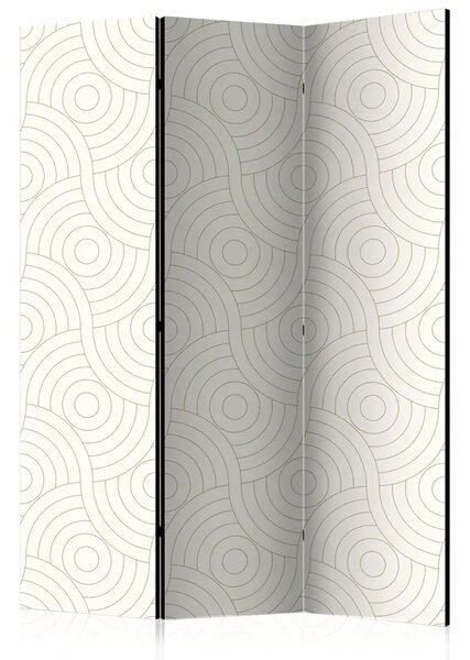 Paravento design Rotelle - forme geometriche su sfondo nei toni del beige