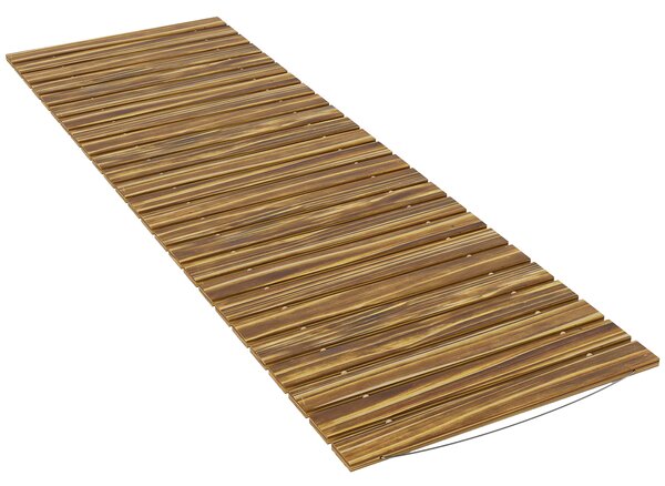 Outsunny Passerella da Giardino in Legno 120x38 cm Passerella Dritta Arrotolabile per Esterni Resistente alle Intemperie Carbonizzato | Aosom Italy