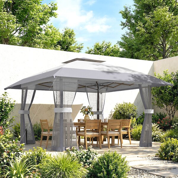 Outsunny Gazebo da giardino 4 x 4 m pop up gazebo pieghevole altezza regolabile protezione UV30+ montaggio facile grigio | Aosom Italy