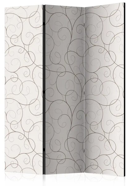 Paravento design Serpentine nere - delicati ornamenti su sfondo chiaro