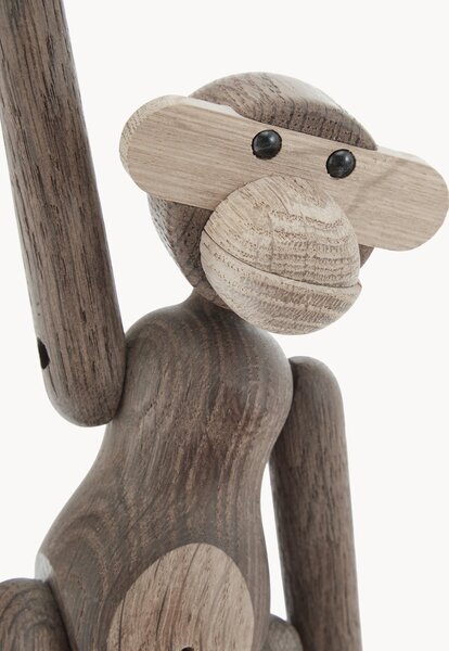 Oggetto decorativo di design in legno di quercia Monkey, alt. 19 cm