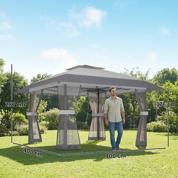 Outsunny Gazebo da giardino 4 x 4 m pop up gazebo pieghevole altezza regolabile protezione UV30+ montaggio facile grigio | Aosom Italy