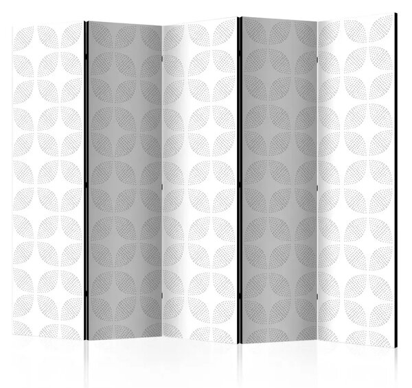 Paravento Forme simmetriche II - sfondo con motivo astratto in grigio