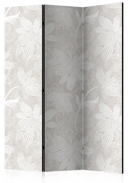 Paravento design Elementi floreali - motivo chiaro con delicati fiori bianchi
