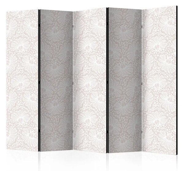 Paravento separè Decorazioni intrecciate II - sfondo beige con tema floreale