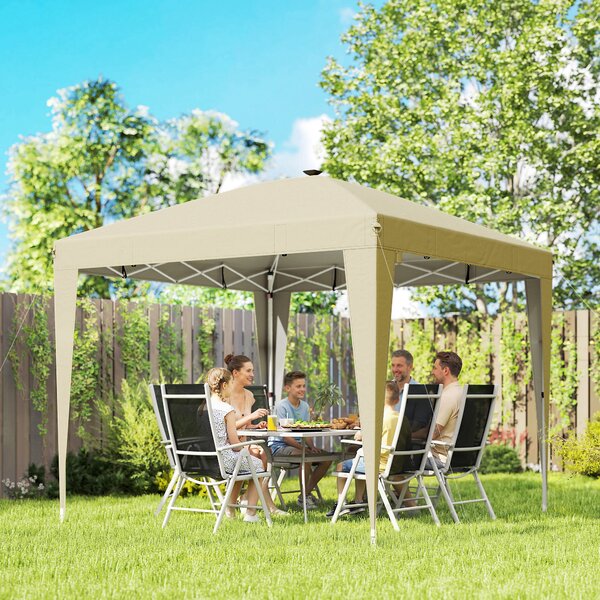 Outsunny Gazebo da giardino 3 x 3 m con illuminazione pop-up tenda pieghevole regolabile in altezza telecomando sacca da trasporto crema | Aosom Italy