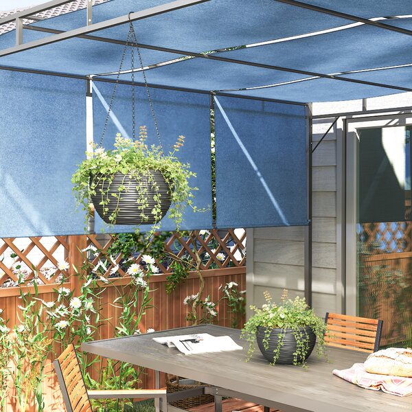 Outsunny Contenitori per piante da esterno e interno, autoirriganti, vasi sospesi con catene metalliche, 4 pezzi, nero | Aosom Italy