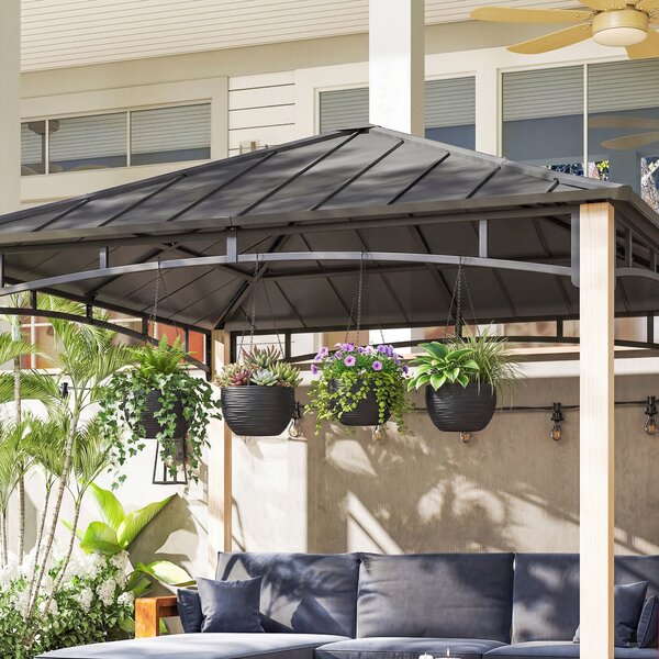 Outsunny Contenitori per piante da esterno e interno, autoirriganti, vasi sospesi con catene metalliche, 4 pezzi, nero | Aosom Italy