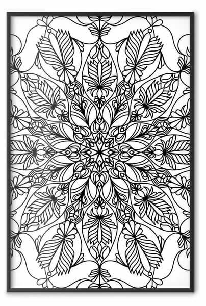 Poster: Mandala nera - motivi neri su tovaglietta in stile orientale zen