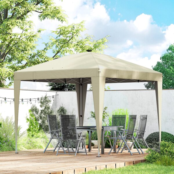 Outsunny Gazebo da giardino 3 x 3 m con illuminazione pop-up tenda pieghevole regolabile in altezza telecomando sacca da trasporto crema | Aosom Italy