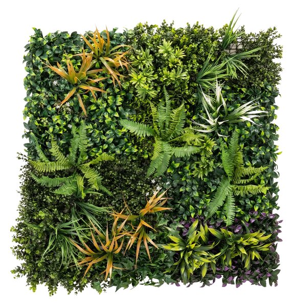 Outsunny Pannelli per parete verde, 100 x 100 cm decorazione parete vegetale artificiale con fascette di collegamento, sfondo verde, verde | Aosom Italy