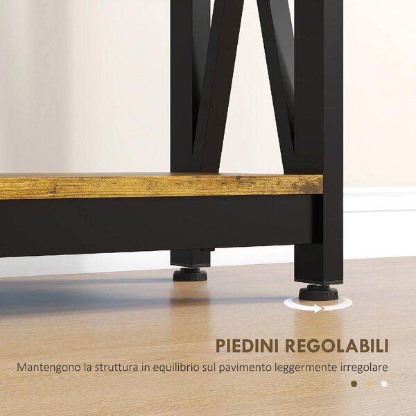 DecHome Consolle Ingresso Design Industriale con Prese di Corrente e USB in Legno e Acciaio Dimensioni 100x24x75 cm colore Marrone