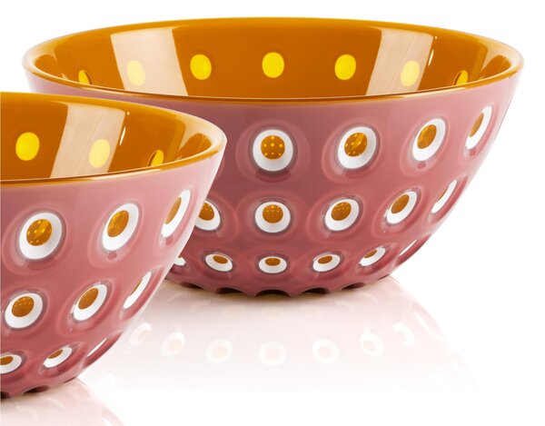 Set due Ciotole contenitore le murrine 12xh 5,6 cm - 300 cc Le Murrine Smeraldo/Bianco/Rosso