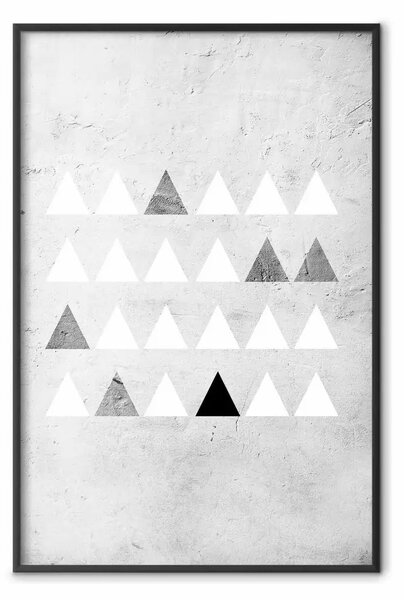 Poster: Bosco grigio - figure triangolari in bianco e nero su cemento