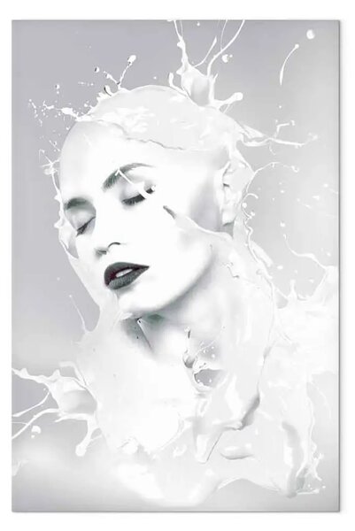 Quadro su tela Donna bagnata nel latte - composizione astratta su uno sfondo grigio