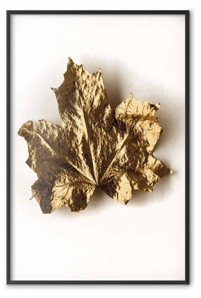 Poster: Acero dorato - foglia con strato d'oro su bianco