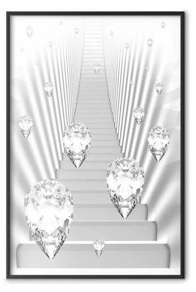 Poster: Signora Inverno - scale astratte in bianco e nero con diamanti