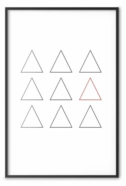 Poster: Elemento non corrispondente - figure triangolari su bianco