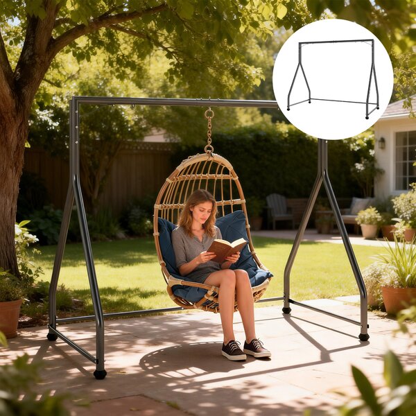 Outsunny Supporto per dondolo Telaio pesante versatile per due/tre posti o cesto sospeso Nero | Aosom Italy