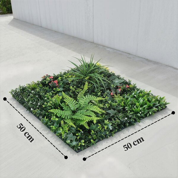 Outsunny Set di 6 Siepi Artificiali Schermanti per Giardino 50x50 cm Stile Milano Montaggio Facile Anti-UV per Terrazza Balcone Verde | Aosom Italy