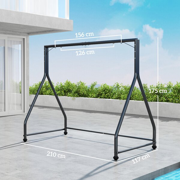 Outsunny Supporto per dondolo Telaio pesante versatile per due/tre posti o cesto sospeso Nero | Aosom Italy