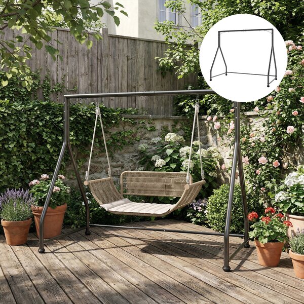 Outsunny Supporto per dondolo Telaio pesante versatile per due/tre posti o cesto sospeso Nero | Aosom Italy