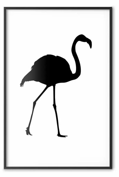 Poster: Fenicottero nero - figura di un uccello nero su bianco