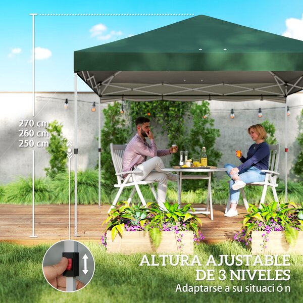 Outsunny Gazebo Pieghevole Pop-up 3x3 m con Parete Laterale UPF50+ Altezza Regolabile Sollevamento Centrale Borsa per il Trasporto Verde | Aosom Italy