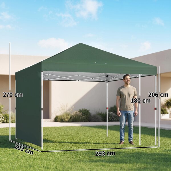 Outsunny Gazebo Pieghevole Pop-up 3x3 m con Parete Laterale UPF50+ Altezza Regolabile Sollevamento Centrale Borsa per il Trasporto Verde | Aosom Italy