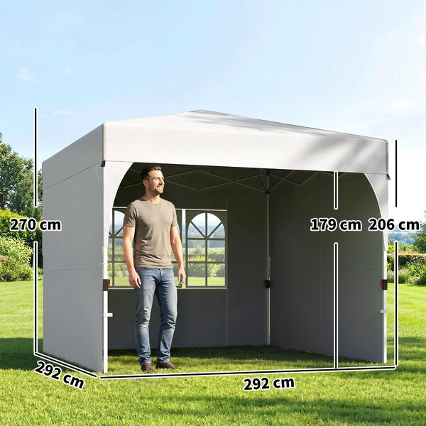 Outsunny Gazebo da giardino 3 x 3 m pop up, gazebo pieghevole regolabile in altezza, protezione UV50+, 3 pareti laterali, crema | Aosom Italy