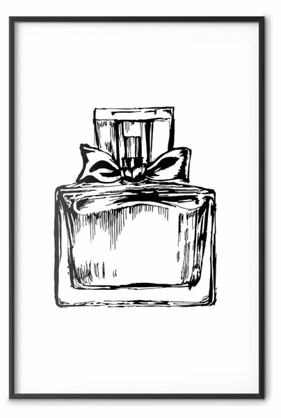 Poster: Profumo di lusso - bottiglia di profumo vetro bianco e nero