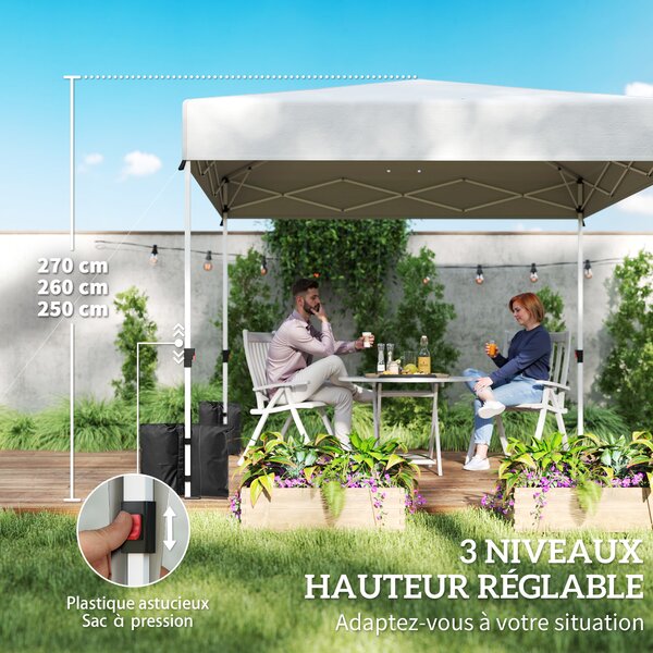 Outsunny Gazebo da giardino 3 x 3 m pop up, gazebo pieghevole regolabile in altezza, protezione UV50+, 3 pareti laterali, crema | Aosom Italy
