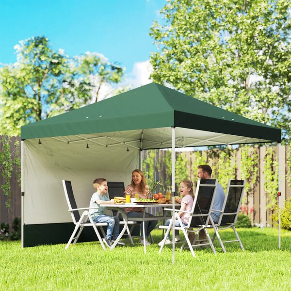 Outsunny Gazebo Pieghevole Pop-up 3x3 m con Parete Laterale UPF50+ Altezza Regolabile Sollevamento Centrale Borsa per il Trasporto Verde | Aosom Italy