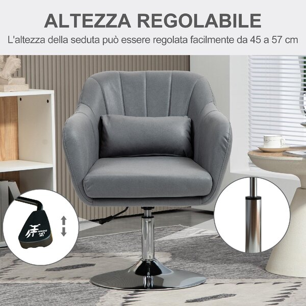 DecHome Poltrona Moderna in Tessuto Dimensioni 60x60x79-91 cm Altezza Regolabile colore Grigio