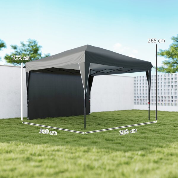 Outsunny Gazebo tenda da giardino pieghevole con parete laterale rimovibile + borsa da trasporto acciaio tessuto Oxford | Aosom Italy