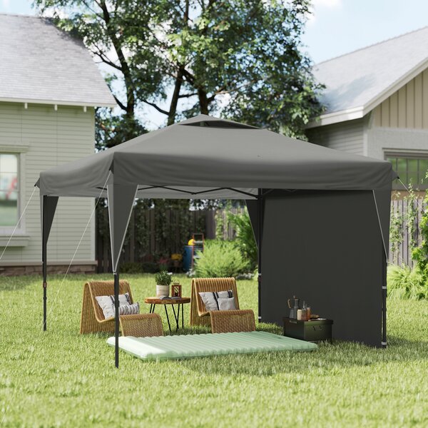 Outsunny Gazebo tenda da giardino pieghevole con parete laterale rimovibile + borsa da trasporto acciaio tessuto Oxford | Aosom Italy