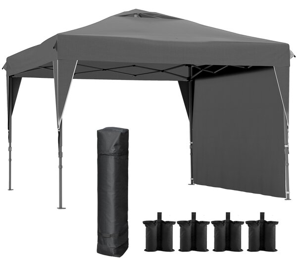Outsunny Gazebo tenda da giardino pieghevole con parete laterale rimovibile + borsa da trasporto acciaio tessuto Oxford | Aosom Italy